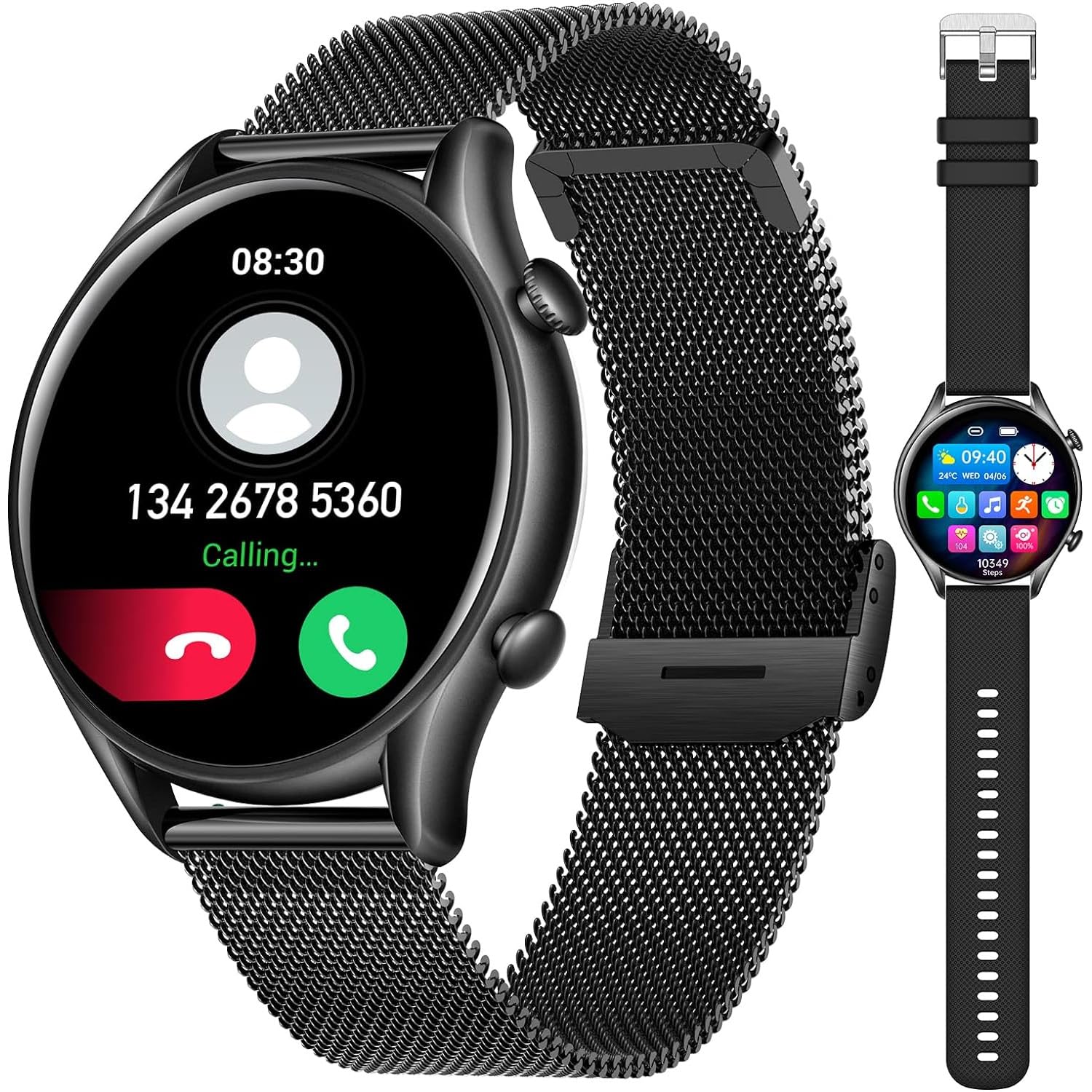 IP68 Waterproof Smartwatch Fitness Tracker Answer/Make Calls Heart Rate Blood Pressure Sleep Monitor Step Counter-Sport Running Digital Watch for Android iOS Phones (Black Steal) IP68 Waterproof Smartwatch Fitness Tracker Answer/Make Calls Heart Rate Blood Pressure Sleep Monitor Step Counter-Sport Running Digital Watch for Android iOS Phones (Black Steal)